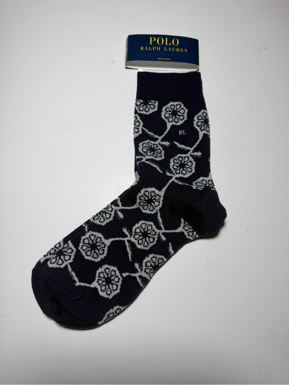 Polo by Ralph Lauren Navy Floral Crew Socks